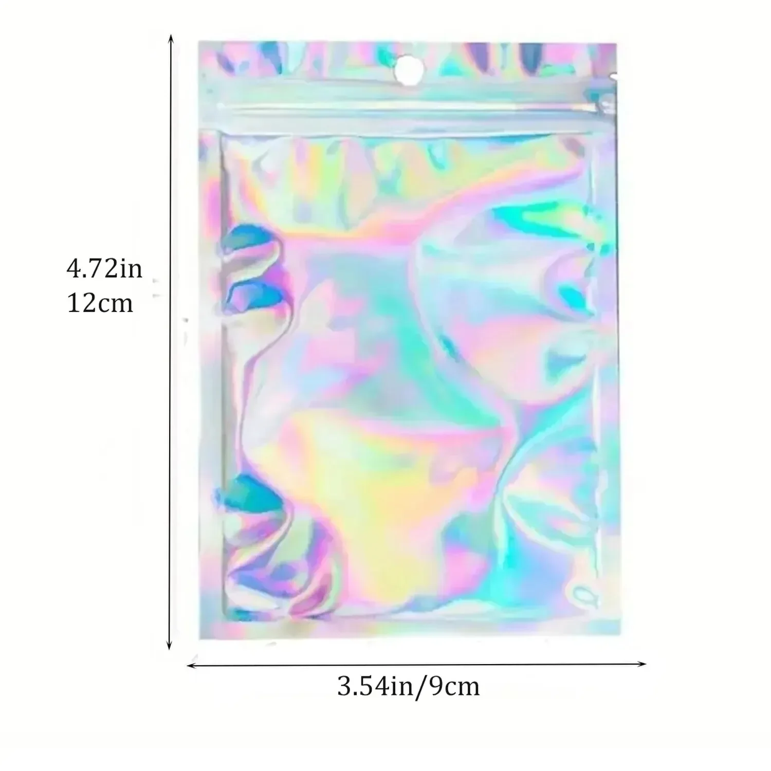 100PCS Holographic Bag Laser Rainbow Pattern Self Sealing Candy Bag and Front Window Sample aluminum foil plastic bag