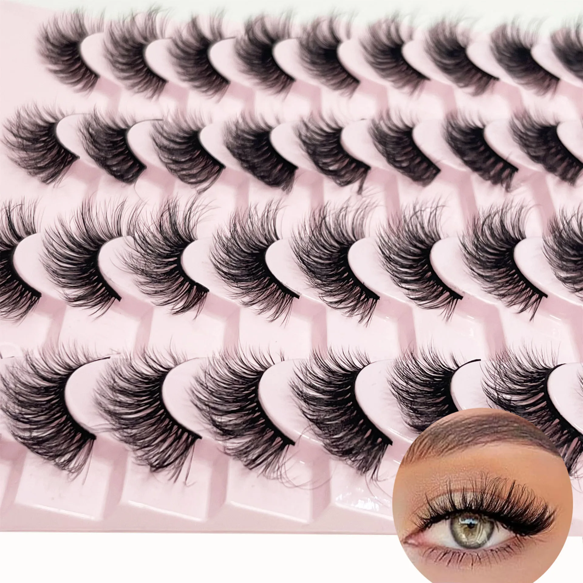 20Pairs New Half Lashes Cat Eye Lashes Winged Wispy Natural Soft False Eyelashes Makeup Fox Eye Extension Faux Mink Eyelashes