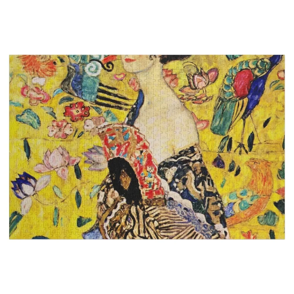 Señora con ventilador Gustav Klimt Art Nouveau-Modern Japonism inspirado rompecabezas animales de madera juguetes personalizados rompecabezas