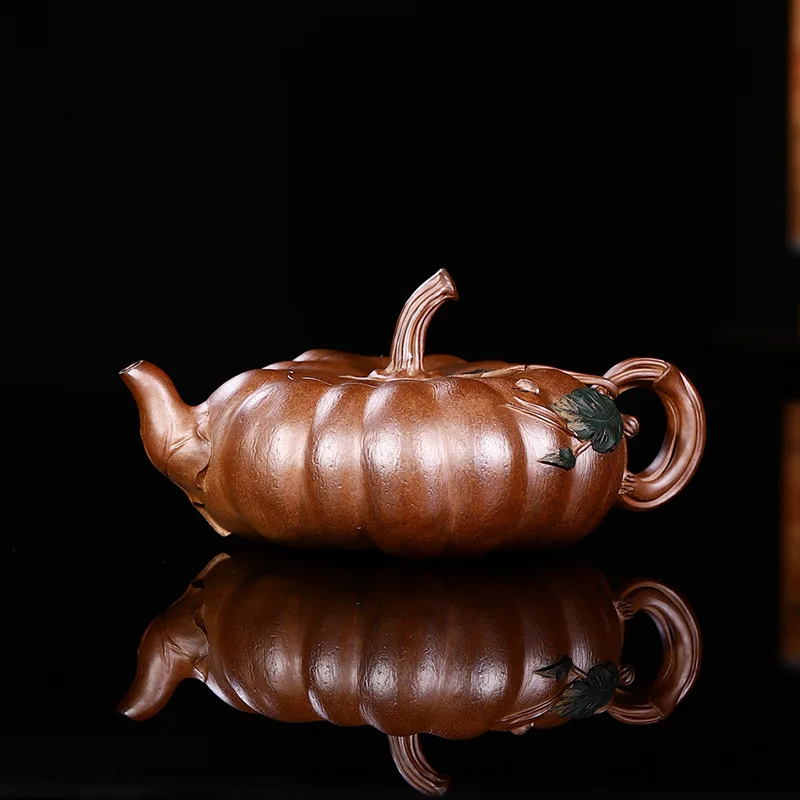 Wholesale Handmade Piece Mopan Pumpkin High-End Tea Set Crafted In Longyao Kiln Using Firewood-Fired Golden Clay 800Cc