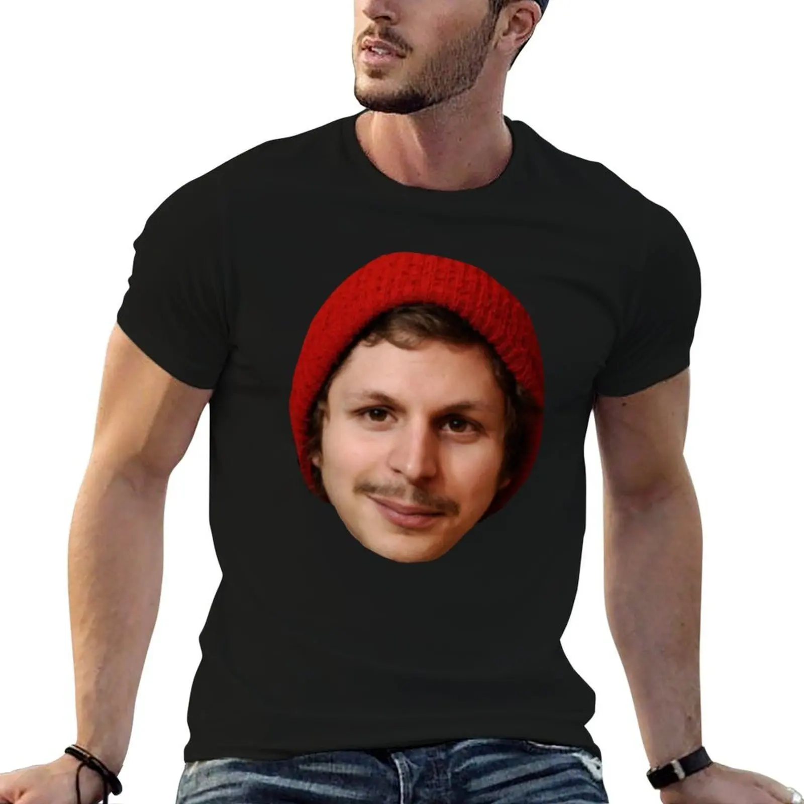 

Michael Cera's Face in a Beanie T-Shirt t shirts for man cotton funny t shirt man plain T-Shirt