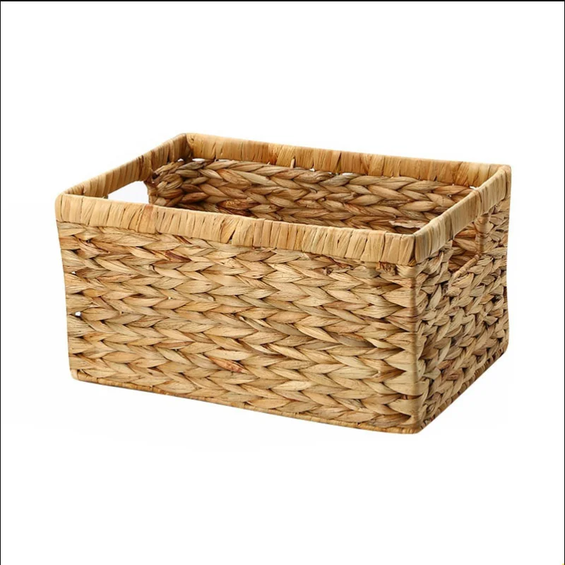 Storage Baskets Containers Desktop Natural water hyacinth Rectangular Storage Bins Organizer Box woven straw baskets mx909956