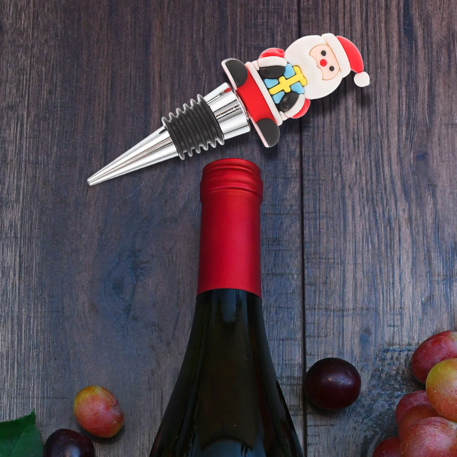 

4Pcs Christmas Wine Bottle Stoppers Reusable Silicone Sealed Vacuum Plug Party Accessories Xmas Supplies Xmas Beverage Stopper