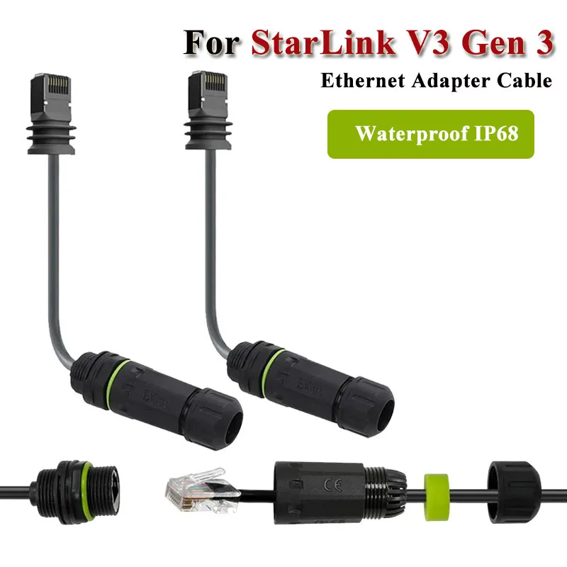 RJ45 Connector For StarLink V3 Gen 3 Ethernet Adapter Cable for SPX Cable High-speed Data Transmission IP68 Wear Resistant Plug