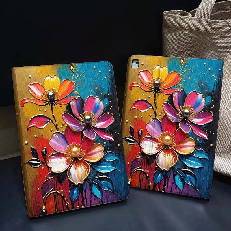 

Purple Peony Stained Glass Tablet Case For Apple iPad Air Pro mini 1 2 3 4 5 6 7 8 9 11 M2 M3 M5 M4 5th 6th 7th 10th 11th Gift