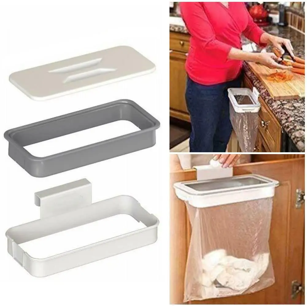 

Portable Plastic Garbage Hanging Bag Kitchen Trash Storage Rack Bag Hook Scouring Pad Dry Shelf Holder Kitchen Organzier