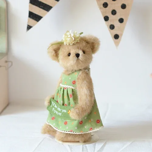 Ours en peluche avec robe verte pour enfants, poupée commune, jouets pour filles, cadeau d'anniversaire, décor de boutique à la maison, Triver, 197