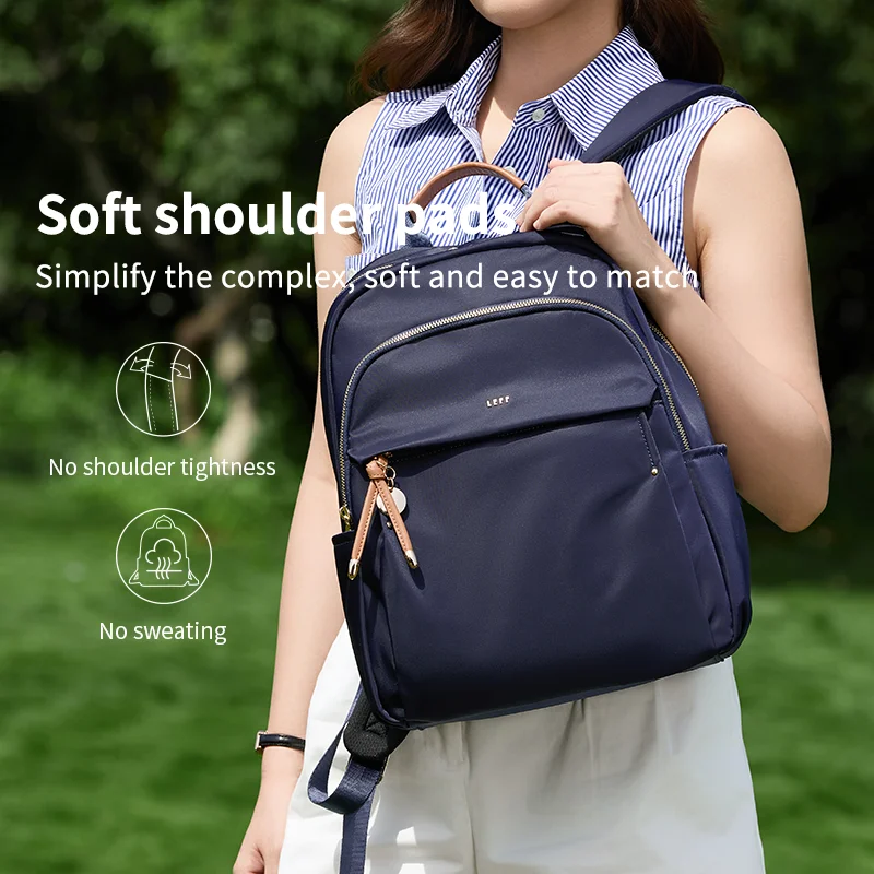LEFF Large Women Backpack Light Backpacks Casual Commuting Laptop Backpack Outdoor Travel Waterproof Backpack Unisex Solid Color