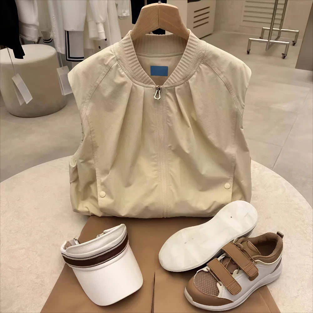 2026 Summer Korean Style Stand Collar Vest for Women Golf Casual Fashion Versatile Sleeveless Lightweight Daily Tennis Top view 4