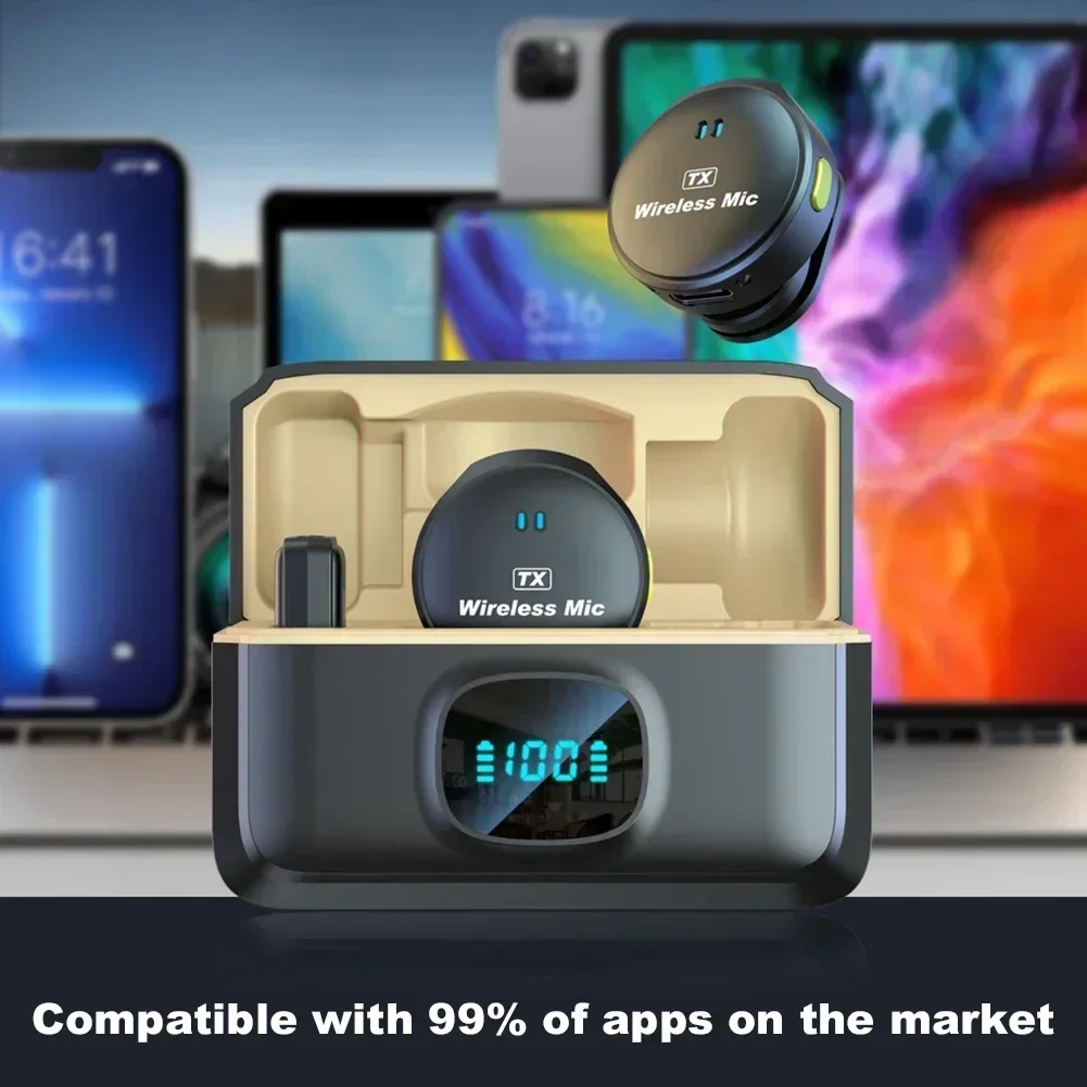 

НОВЫЙ беспроводной петличный микрофон с магнитной кнопкой и воротником, петличный микрофон с аккумулятором 40 часов и чехлом для зарядки для видеозаписи