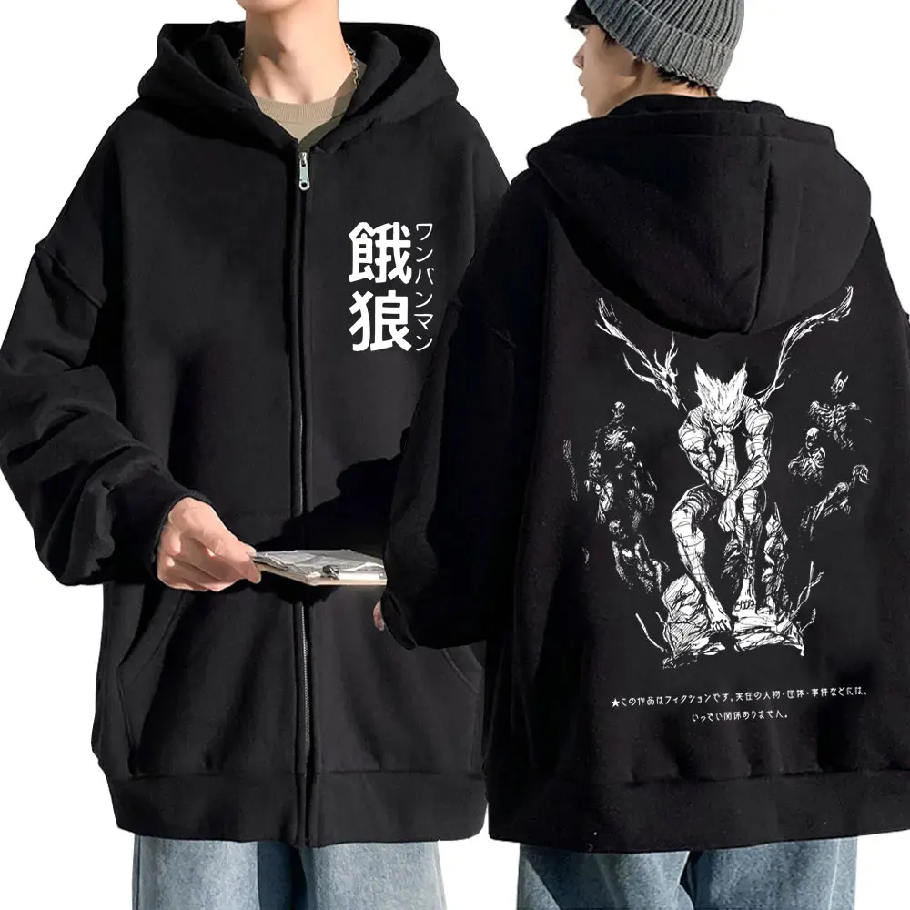 

Japanese Anime One Punch Man Garou Print Zipper Hoodie Men Women Fashion Oversized Streetwear Male Casual Vintage Zip Up Jacket