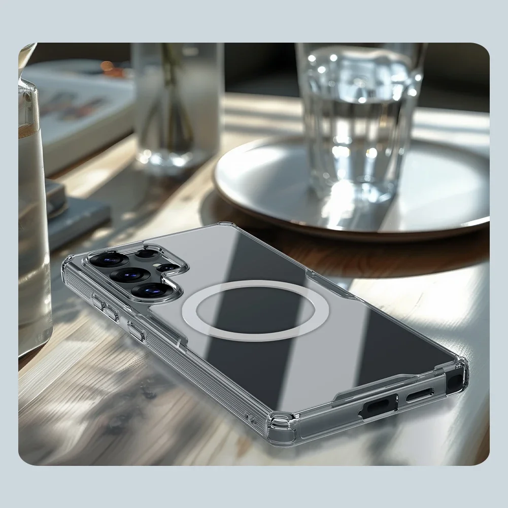 Etui magnetyczne Nillkin do Samsung Galaxy S25 Ultra S25 Plus S24 Ultra 5G, naturalne TPU, kompatybilne z ładowaniem bezprzewodowym, ramka ochronna na tył. — zdjęcie produktu 6