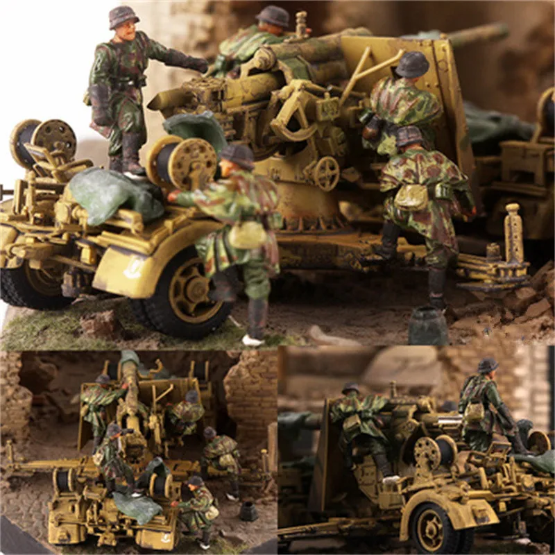 

1:72 Scale Model 5 Pcs 88 German Operate Artillery Soldiers Resin Action Figure Toys Dolls Scene Accessory Display Collection