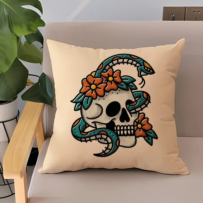 Old School Tattoo Pattern Decorative Pillowcases 40x40 Cushions for Decorative Sofa Cushion Cover 45*45 Decoration Living Room