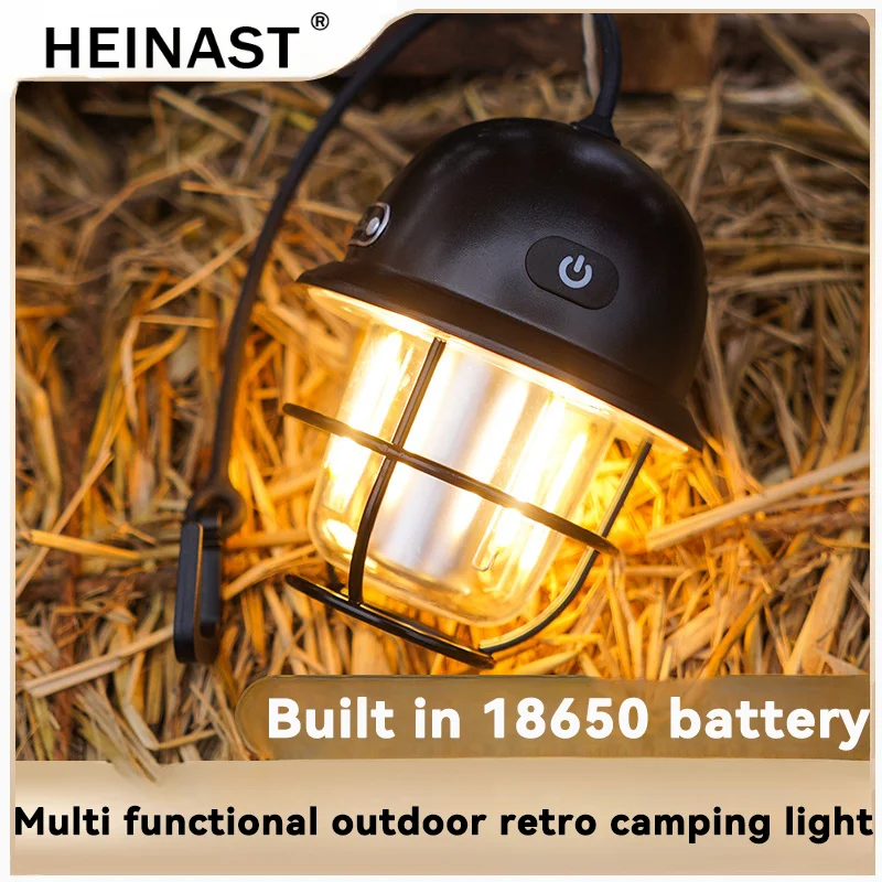 Led Campinglamp Retro Hangende Tentlamp Draagbare Traploze Dimmen Kampeerlamp Waterdichte Oplaadbare Noodlantaarn