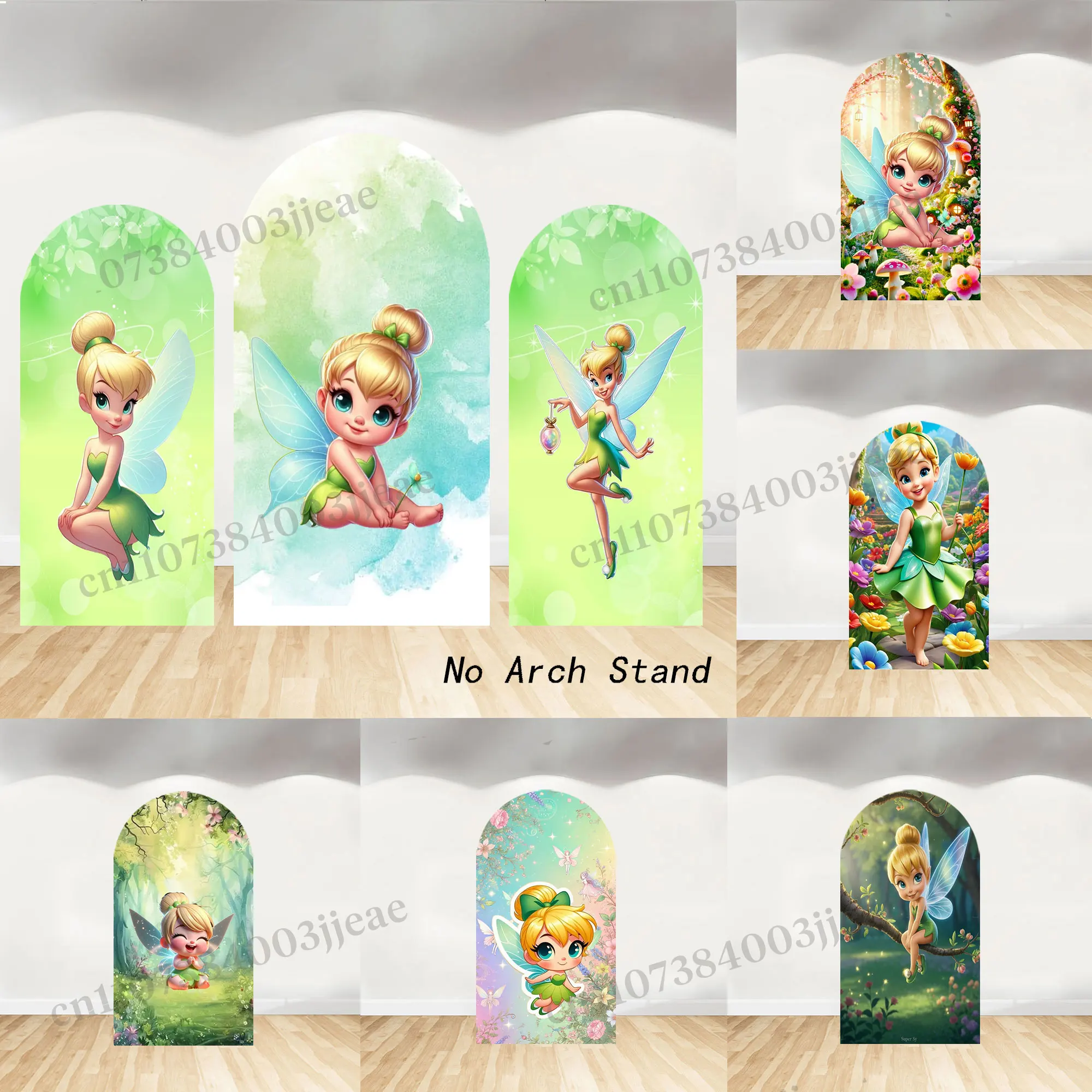 Fondo de arco de la Princesa de los Bosques Tinkerbell para el primer cumpleaños de niñas, baby shower, fiesta, decoración bonita, cartel, póster, cubierta