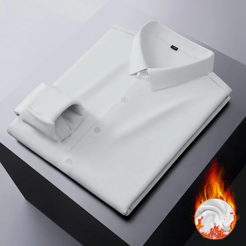 

Теплая и дышащая флисовая рубашка с длинными рукавами, размер 10XL, с высокой эластичностью, не оставляющая следов, для полных фигур.