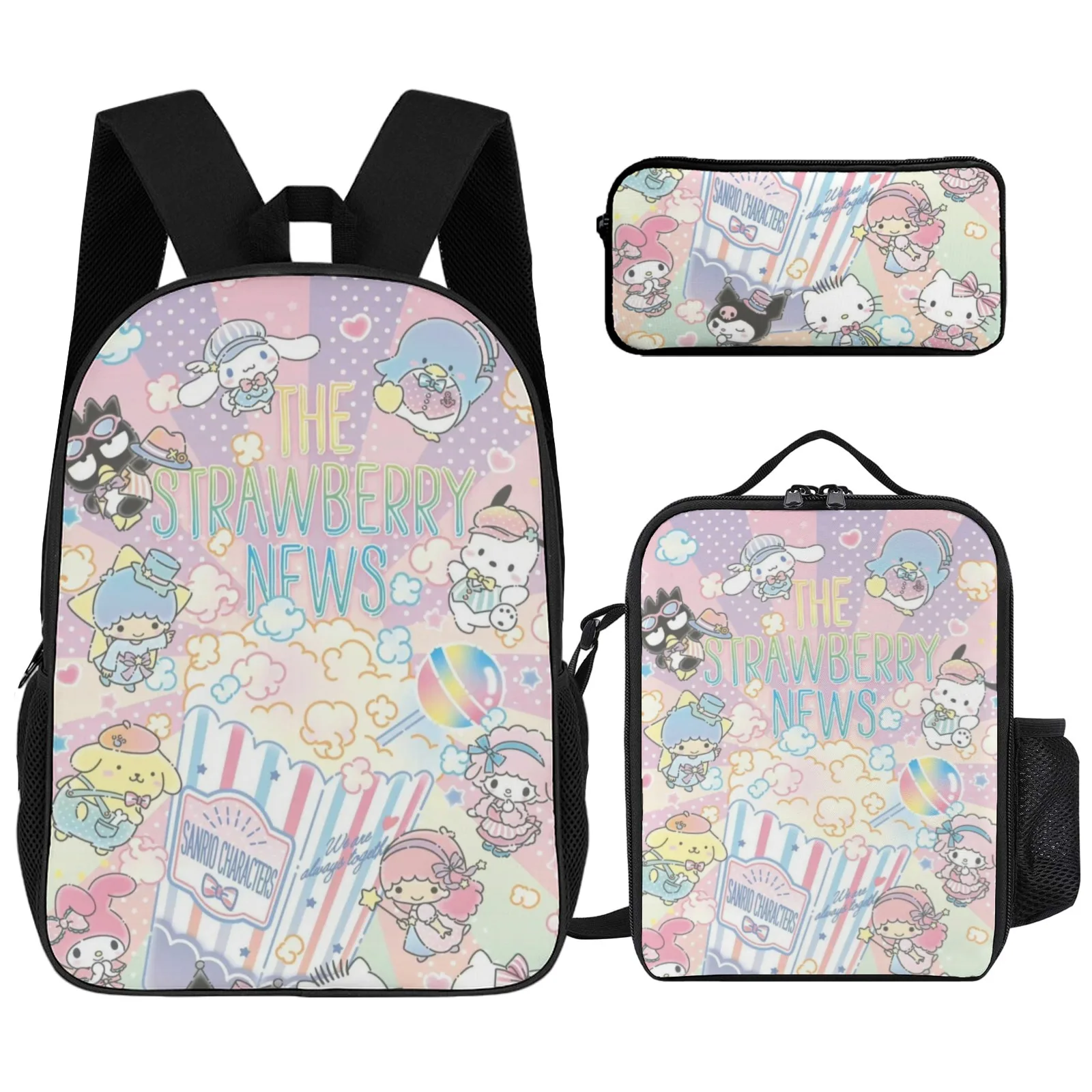 

Hello Kitty Backpack Printed School Backpacks For Teenagers High Quality Bag 17 Inch Pencil Case School Backpack Lunch Bag