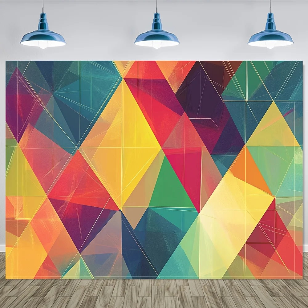 Colorful Geometric Tapestry, Abstract Triangle Wall Hanging, Modern Art Decor, Vibrant Polygon Backdrop, Boho Room Aesthetic,