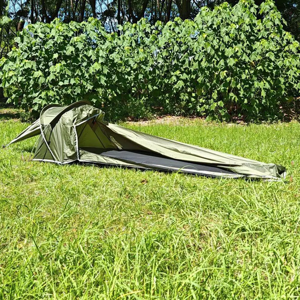 

Hiking Tent Single Person Tent 210D Oxford Cloth Bottom Breathable Camping Gear Bushcraft 34cm L X 11cm D Camping
