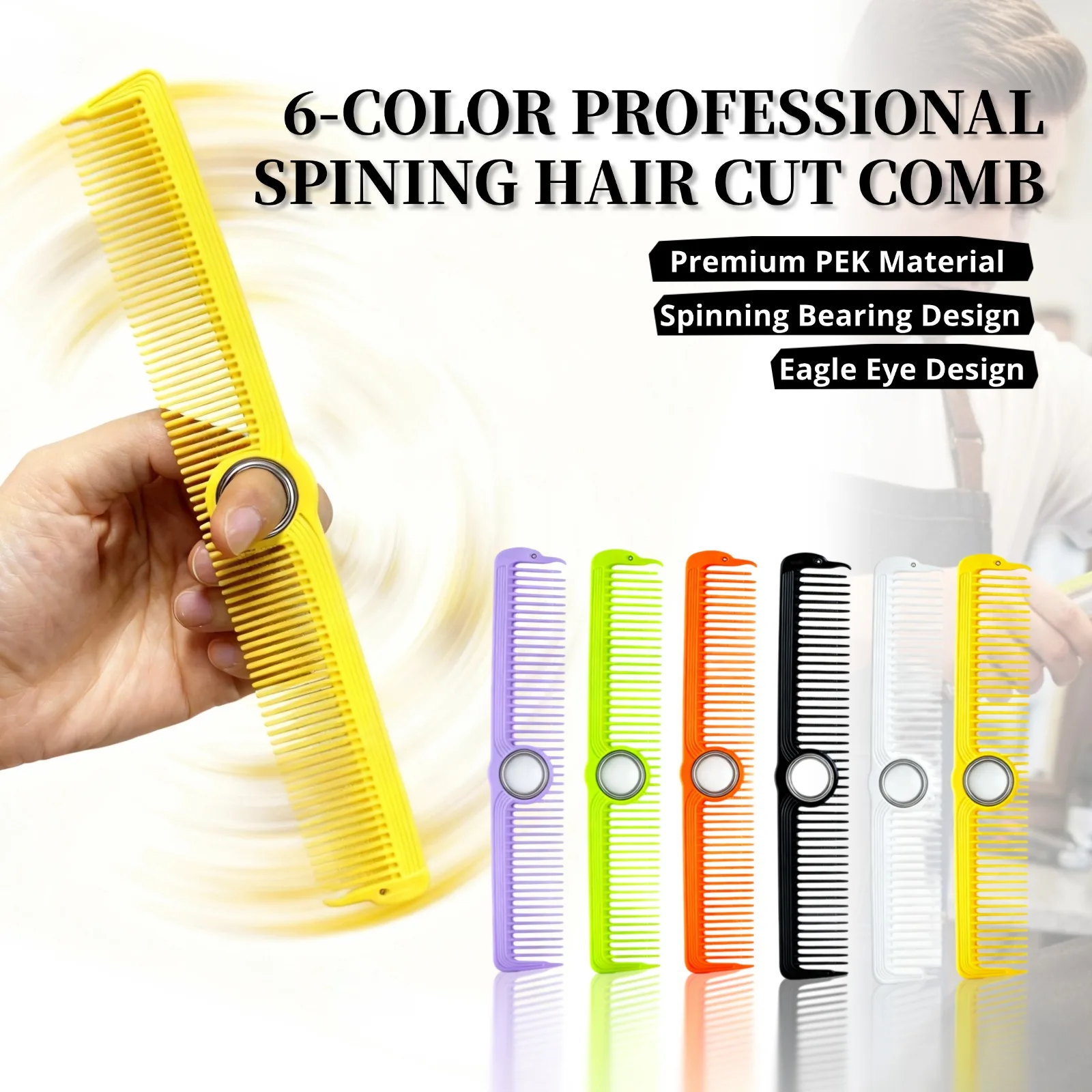 NEW 360°Rotating spining barber comb Heatresistant Wide Fine Tooth Haircut Comb Salon Professional Antistatic Hairdressing Comb
