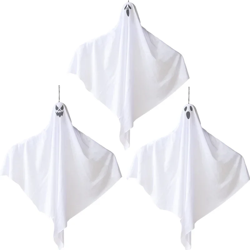 

White Small Hanging Ghost Halloween Decoration Horror Pendant Venue Layout Props Ghost Pendant for Halloween Decoration