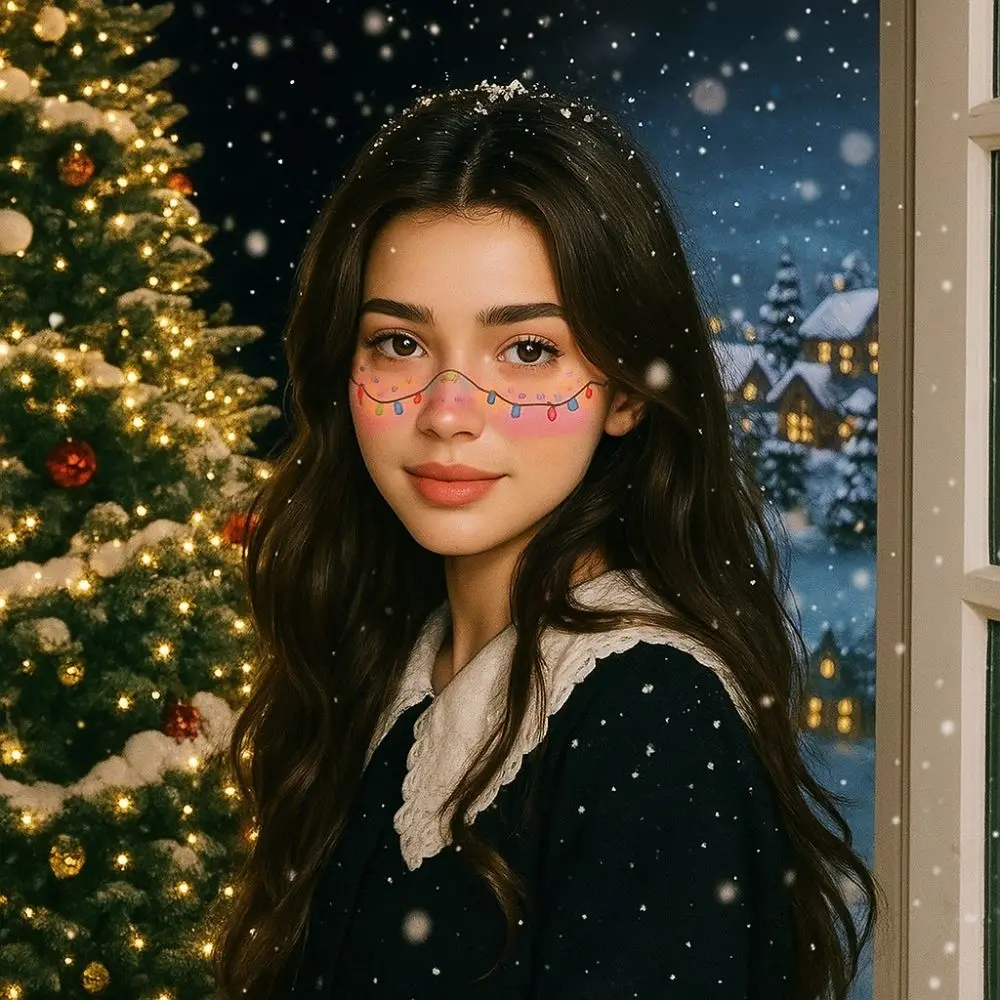 12 قطعة/المجموعة مقاوم للماء عيد الميلاد الوجه الوشم الملونة طويلة الأمد النمش ملصقات ندفة الثلج/ثلج شجرة عيد الميلاد #2