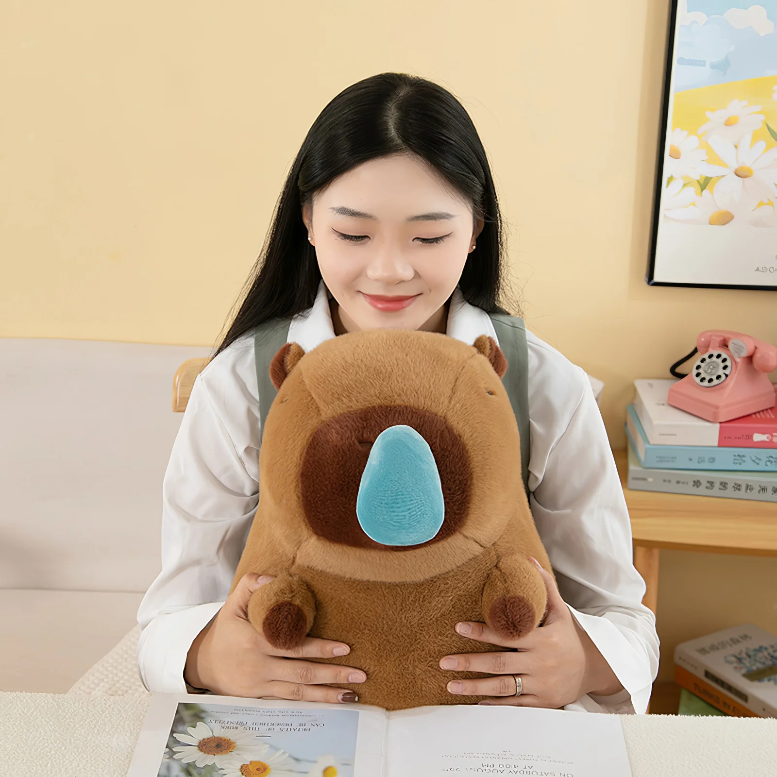 50cm Cartoon Snot Capybara Plush Toy Kawaii Simulation Animal Cute Plush Soft Stuffed Doll Throw Pillow Large Size Birthday Gift