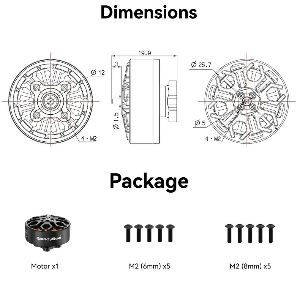 محرك SpeedyBee 2006 1950KV - لقطع غيار Bee35 3.5 بوصة FPV Cinewhoop Quadcopter