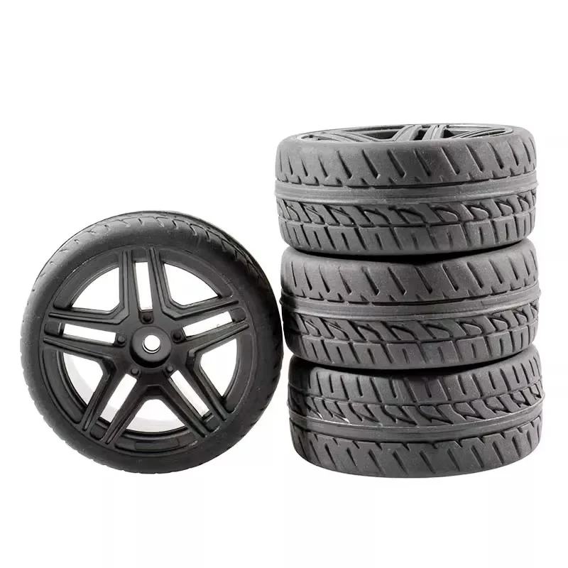 

4PCS 12mm Hex 65mm RC Car Rubber Tires Wheel Rim for 1/10 HPI HSP 94123 WLtoys 1/14 144001 RC Car