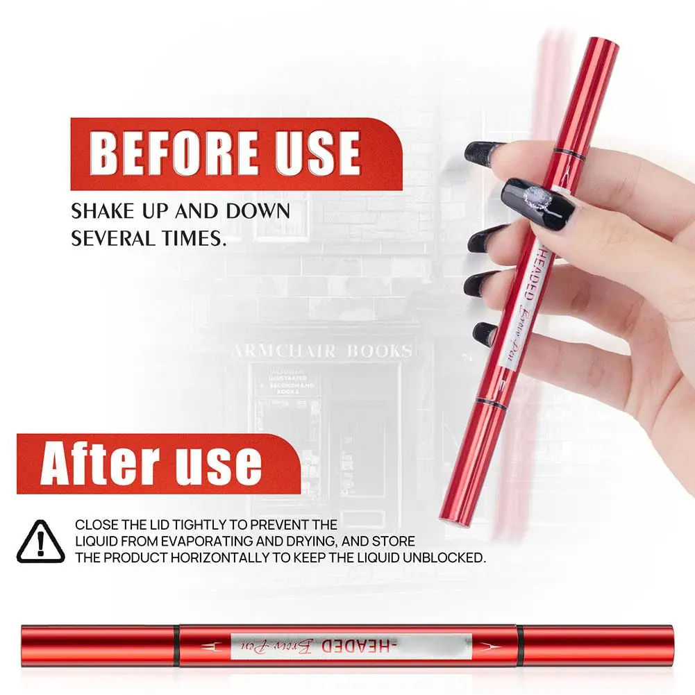 قلم حواجب مزدوج الأطراف ذو شقين كحل يدوم طويلاً مقاوم للماء ومقاوم للتلطخ قلم حواجب طبيعي شفاف #2