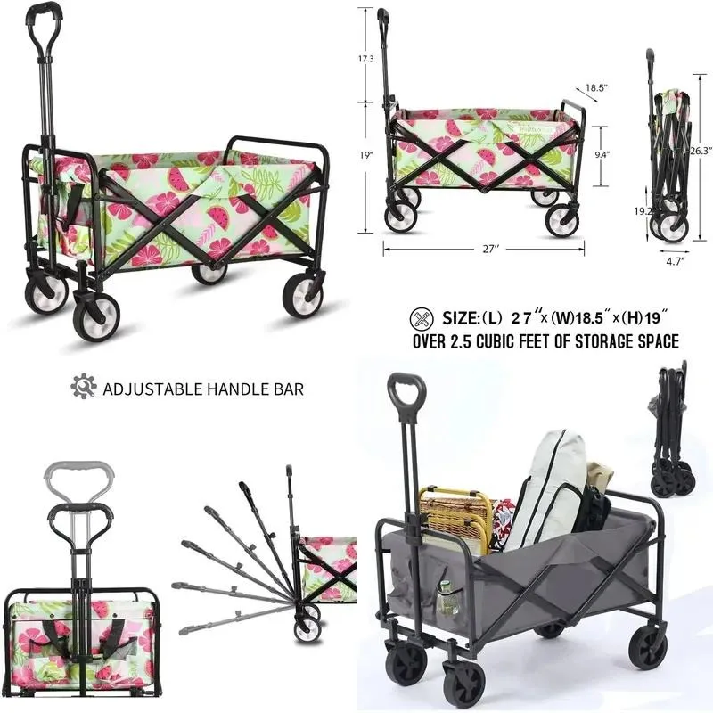 for Small foldable garden outdoor park stroller picnic camping cart PVC wheels practical camping shopping cart