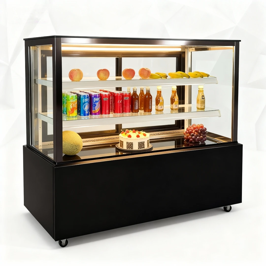 Commercial Double-Temperature Refrigerated Display Cabinet Automatic Defrost Glass Wind-Cooled Cake Fruit Pastry Dessert Moussep