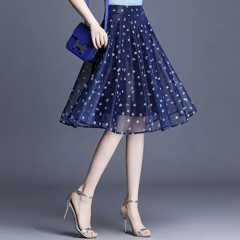 

Женская модная одежда: сетчатая юбка Y2K в стиле Харадзюку, богемная, для вечеринок, летняя, с принтом, повседневная, в корейском стиле S535