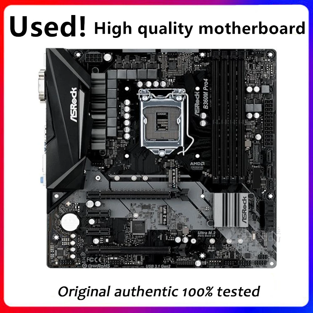 

For ASRock B360M Pro4 Original Used Desktop Intel B360 B360M DDR4 Motherboard LGA 1151 i7/i5/i3 USB3.0 SATA3