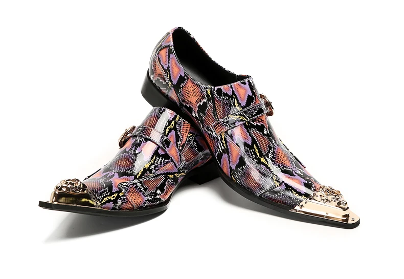 Herrenschuhe aus echtem Pythonleder, formelle Anzugschuhe mit Metallketten-Dekor, luxuriöse Modeschuhe für Frühling und Herbst, Business-Bankett-W – Detail 31