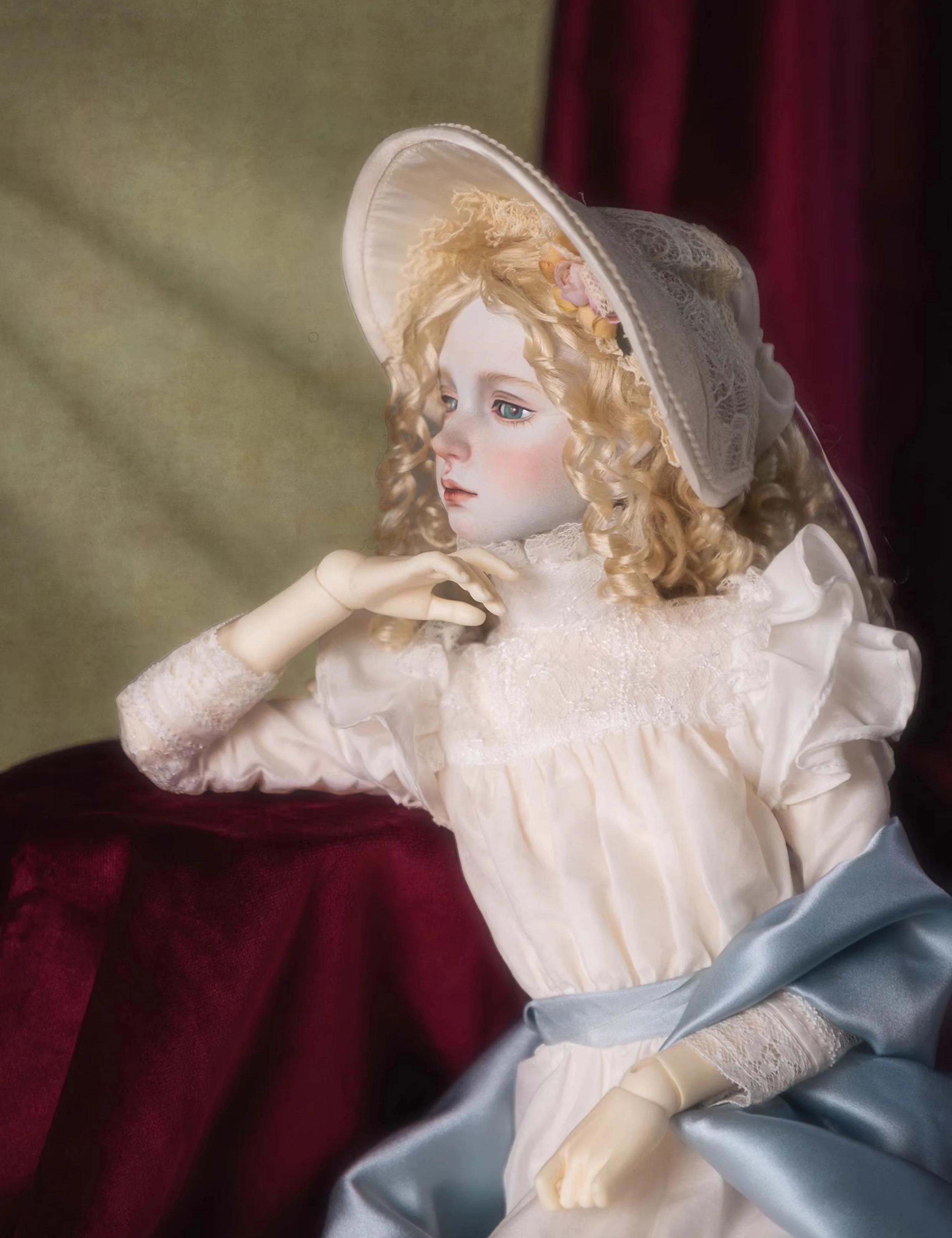 D09-P724 kinderen handgemaakt speelgoed 1/3 1/4 oom pop BJD/SD pop pruik roze goud Imitatie mohair pruik vintage klein krullend haar