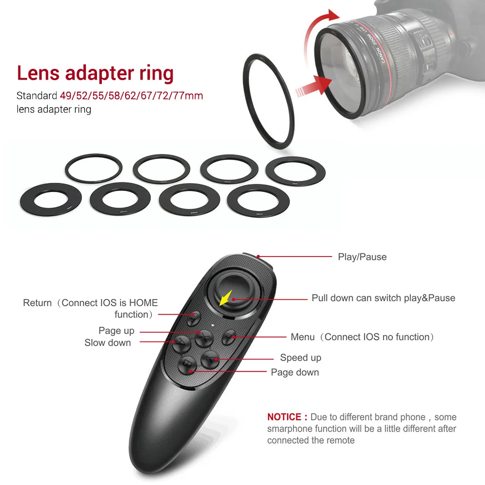 FEELWORLD TP2 Portable DSLR Camera Teleprompter Prompter with Remote Control 8pcs Lens Adapter Rings for Video Recording