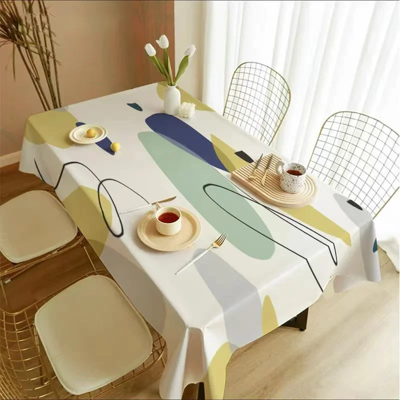 Nordic Geometry Rectangle Tablecloths Holiday Party Decorations Reusable Waterproof Table Covers for Kitchen Table Decor