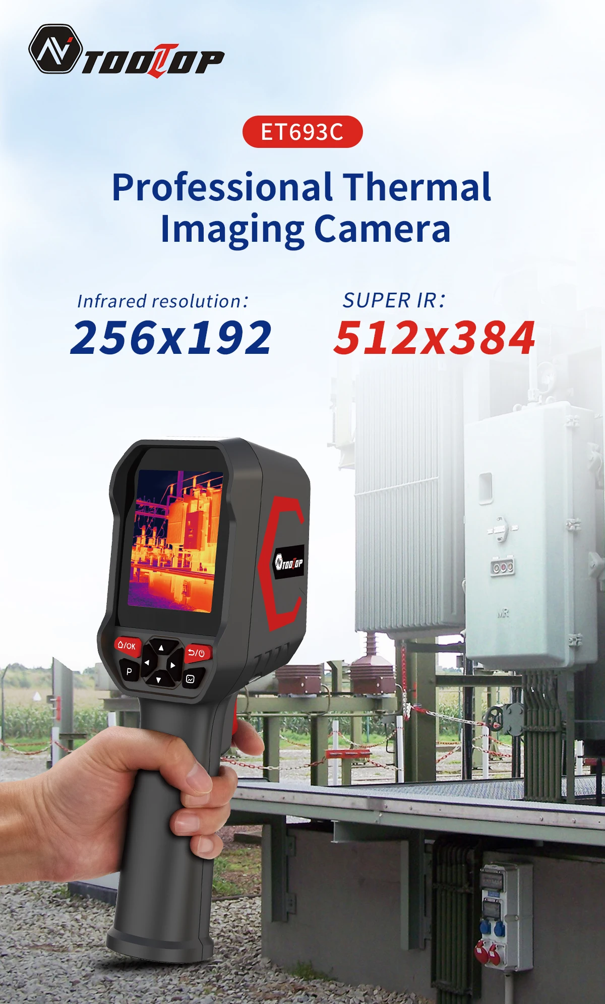 TOOLTOP ET693C Super IR 512x384 Wärmebildkamera mit 1080P Sichtkamera Elektronische HVAC-Reparatur Wärmebildgerät 256*192 Sensor – Detail 1