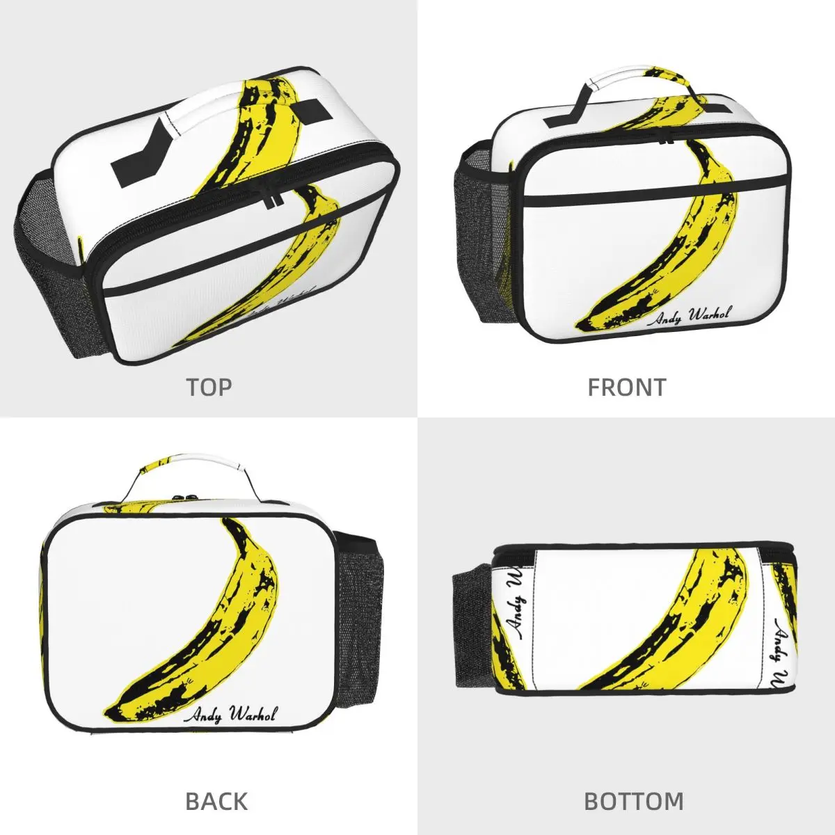 Andy Warhol Sunset Cat Cattle Banana Insulated Lunch Bag for Women Kids Portable Food Boxes Thermal Lunch Box Tote