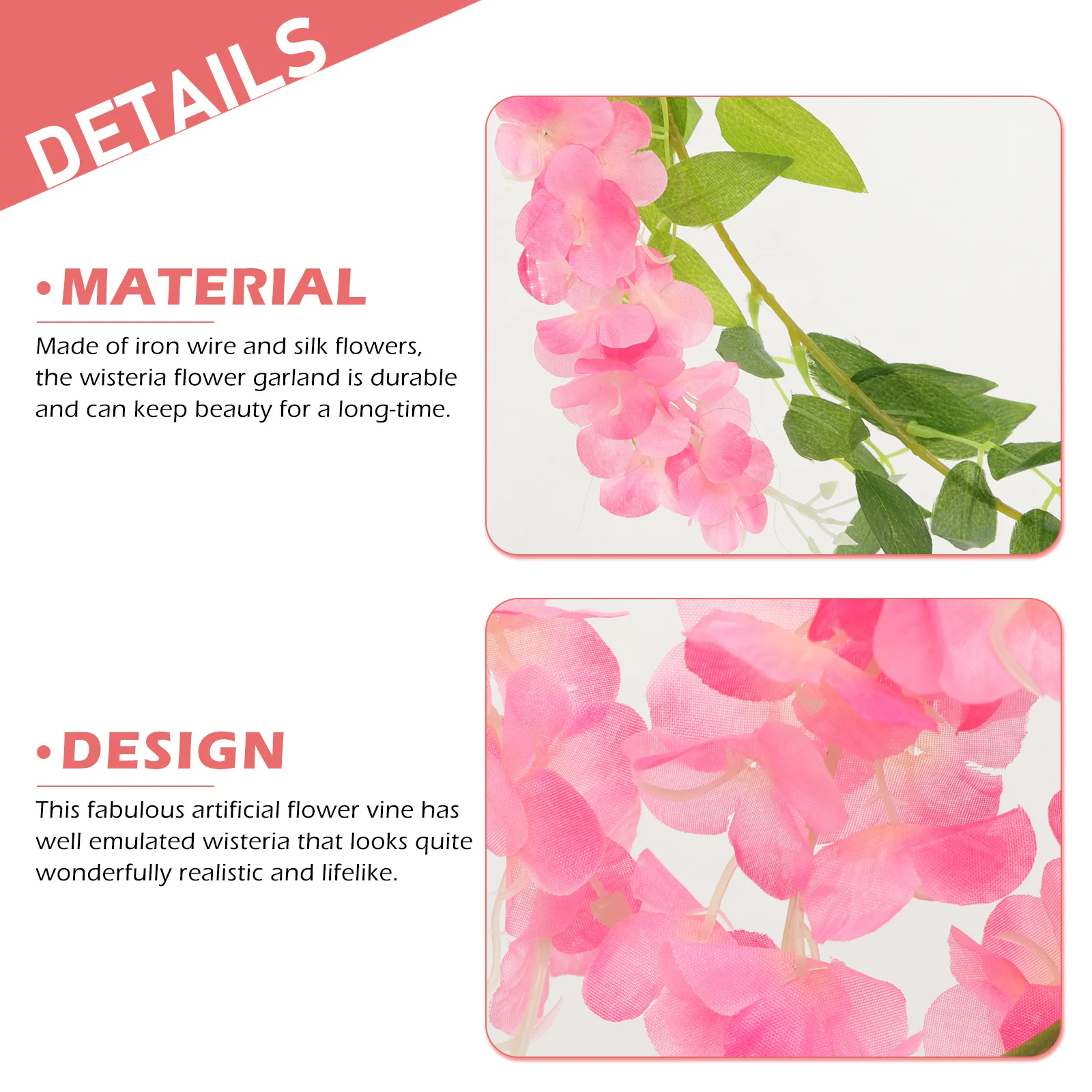 

4Pcs Artificial Wisteria Garland Realistic Silk Flowers for Wedding Festivals Artificial Wisteria Garland Flower Vine