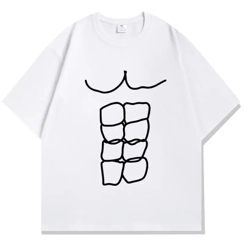 Funny Meme T-Shirt Fitness Abdominal Muscle Print T-Shirt Sports Top Summer Casual Loose Streetwear Graphic T Shirts Unisex