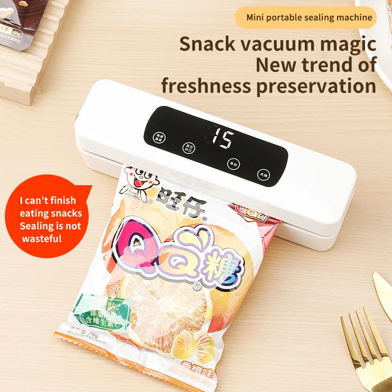 Vacuum Sealer Plastic Bags Packaging Machine USB Rechargeable Portable Mini Food Bag Sealing External Suction Heat Vacuum Sealer