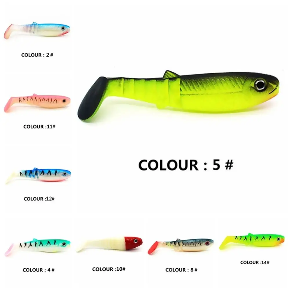 

5PCS Fishing Accessories 8cm/6g T-tail Wobblers Silicone Artificial T-tail Bait Biomimetic Worm Soft Lures Fresh Water