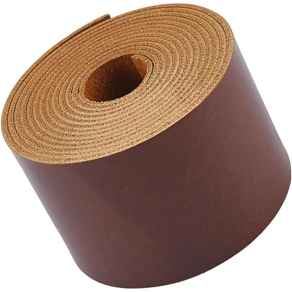 

2 Inch Wide Genuine Leather Strips 1.8mm Thick Cowhide Leather Strap 2m Long Full Grain Soft Flat Leather Cord Cattle Hide