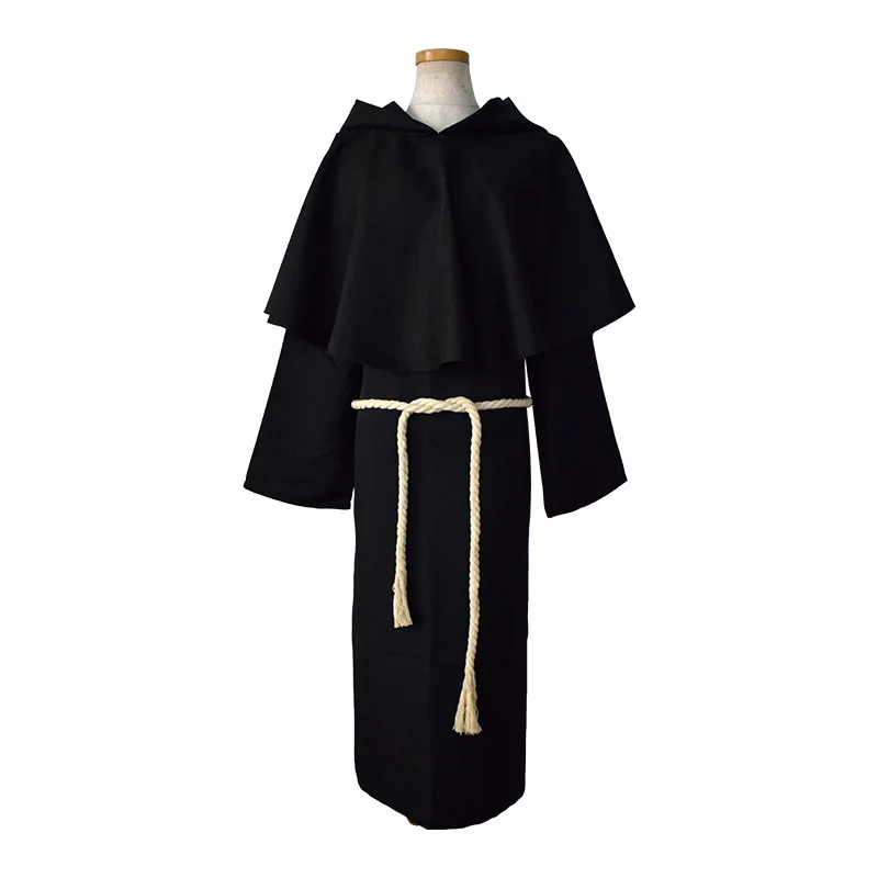 

Medieval Cosplay Monk Costume for Adults Black Monk Robe Wizard Costume Priest Halloween Cosplay Costume