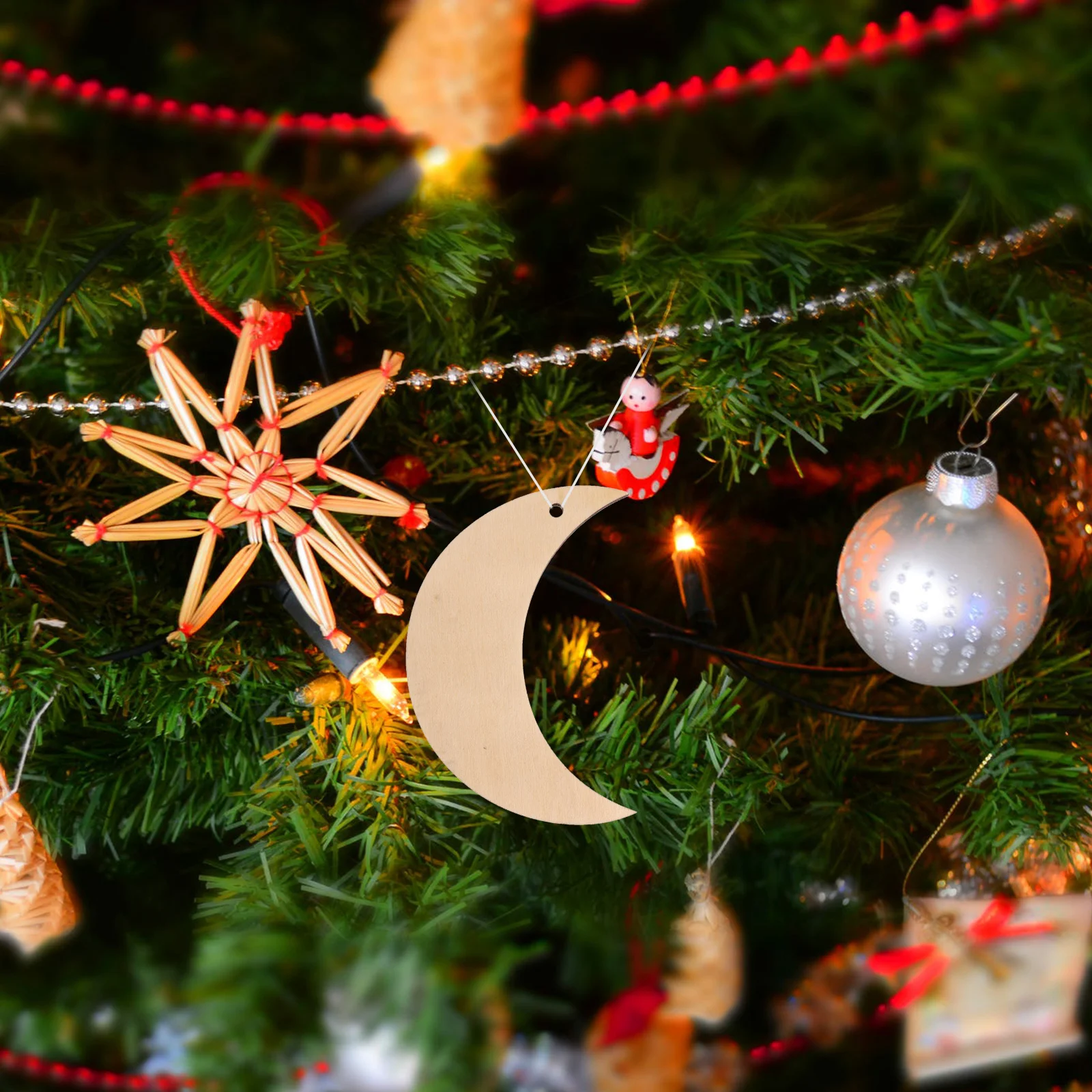 

10pcs Wooden Moon Slices Unfinished Blank Diy Craft Decor For Christmas Tree Pendant Home Wedding Party Decoration Handicrafts