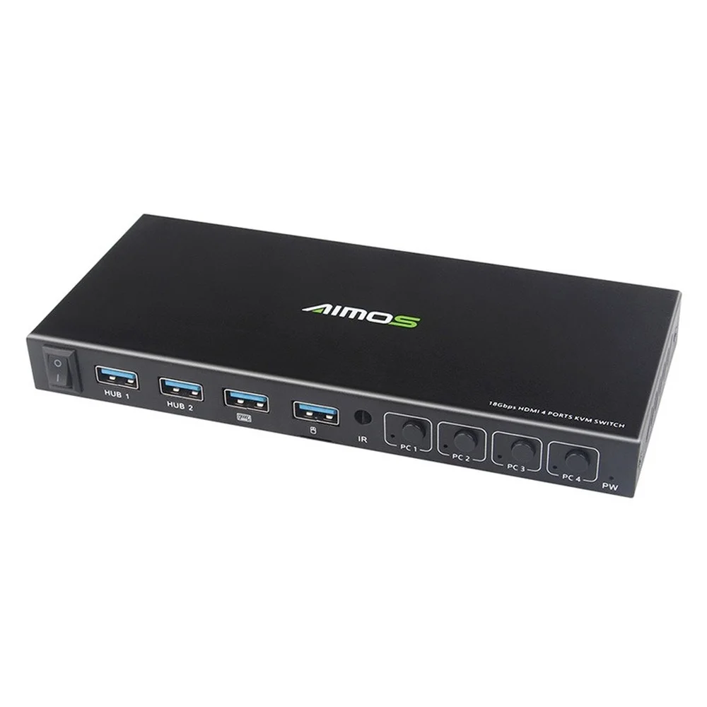 4 Ports HDMI USB KVM Switcher 4 IN 1 Out HDMI Switch Splitter for Sharing Monitor Keyboard Mouse Adaptive EDID/HDCP Decryption