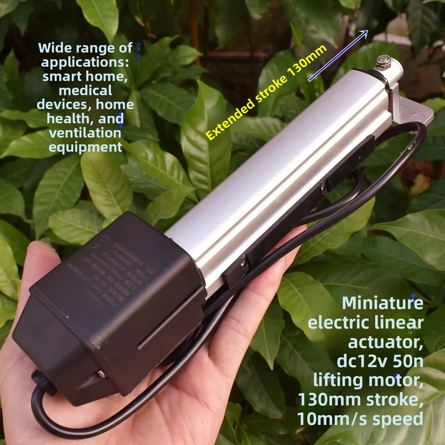 Micro DC12V Electric Linear Actuator, 130mm Stroke 50N Thrust Mini Lifting Motor for Precision Motion Control